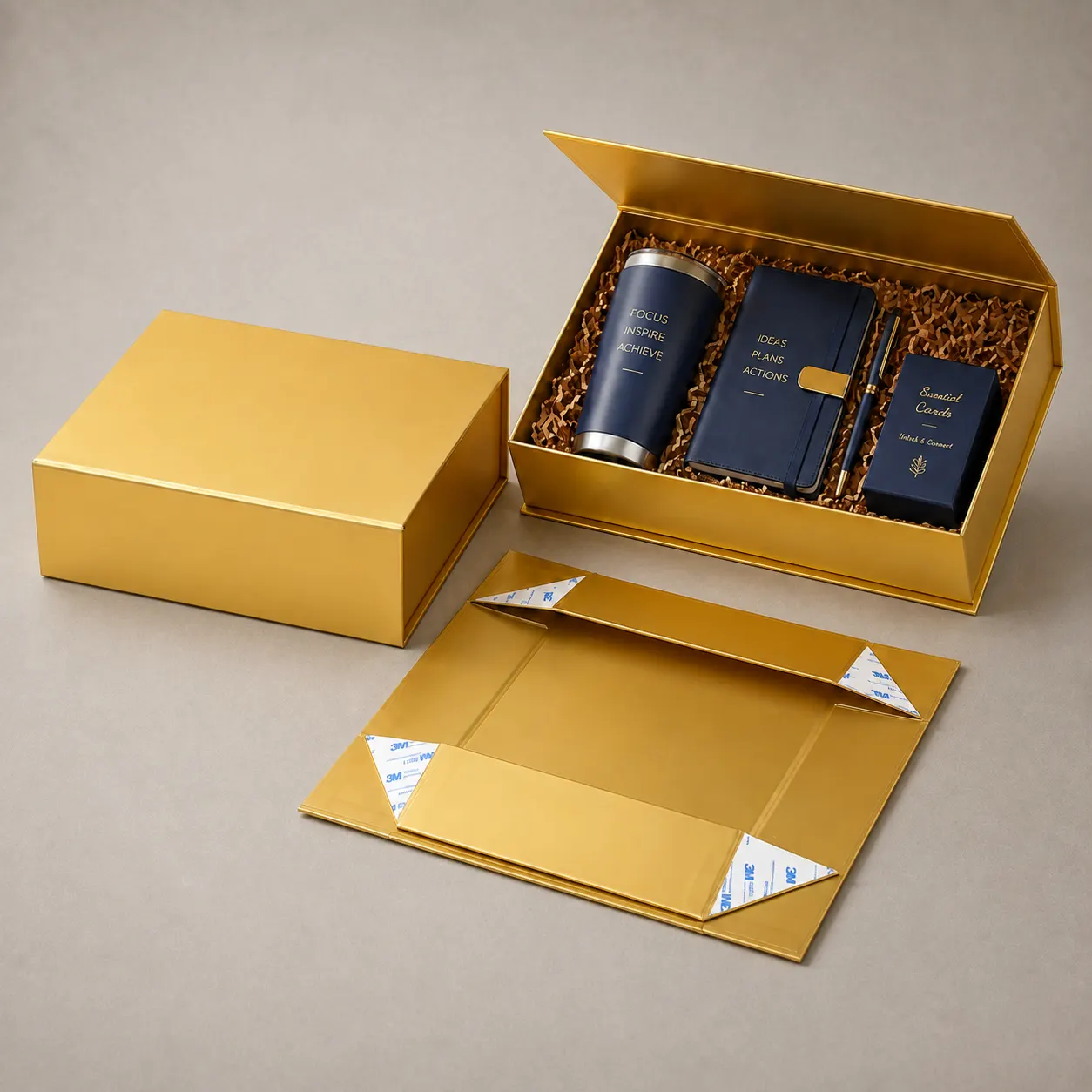 Luxury Metallic Gold Collapsible Magnetic Folding Gift Box — image 1 of 3