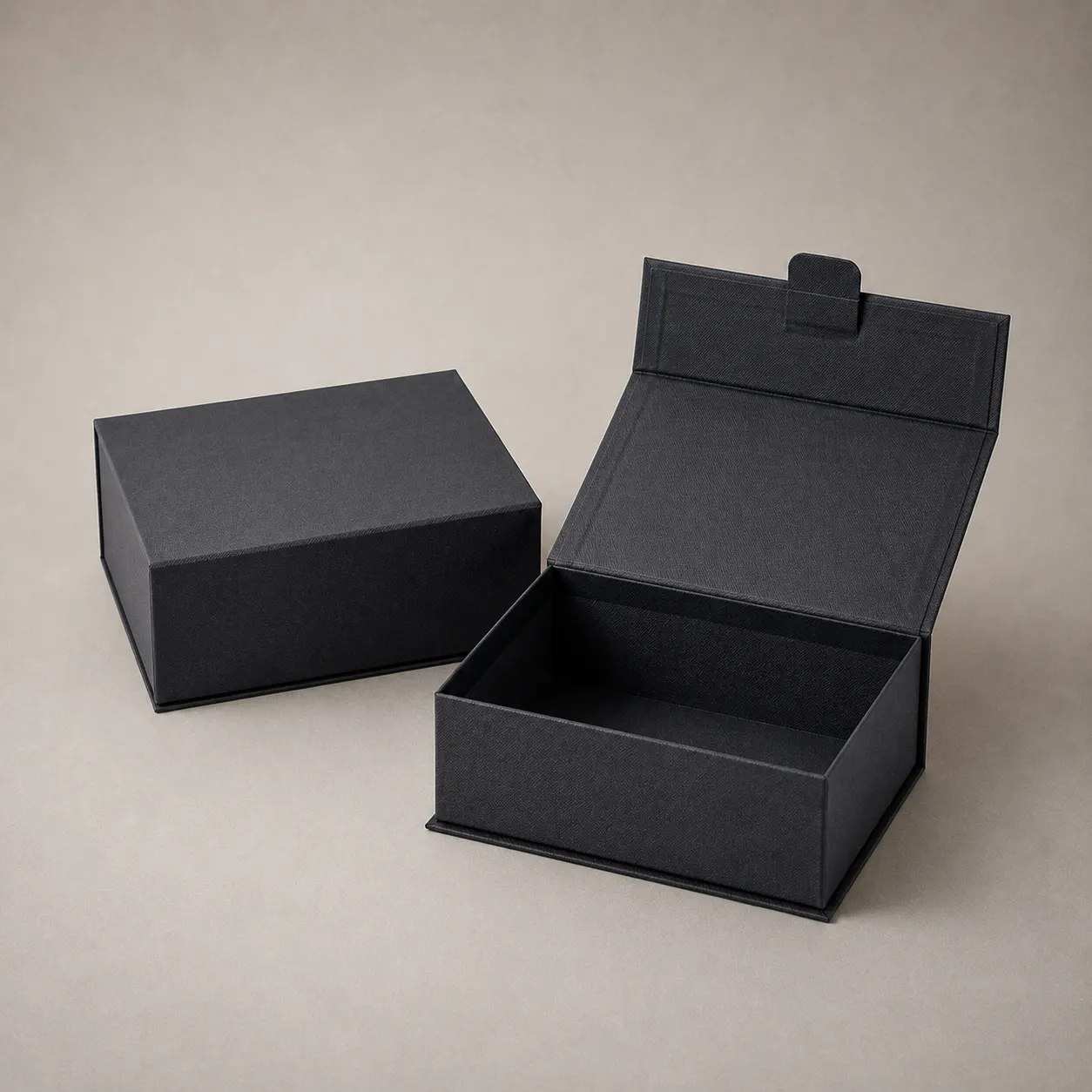 Matte Black Cross-Grain Textured Magnetic Rigid Gift Box — image 1 of 4