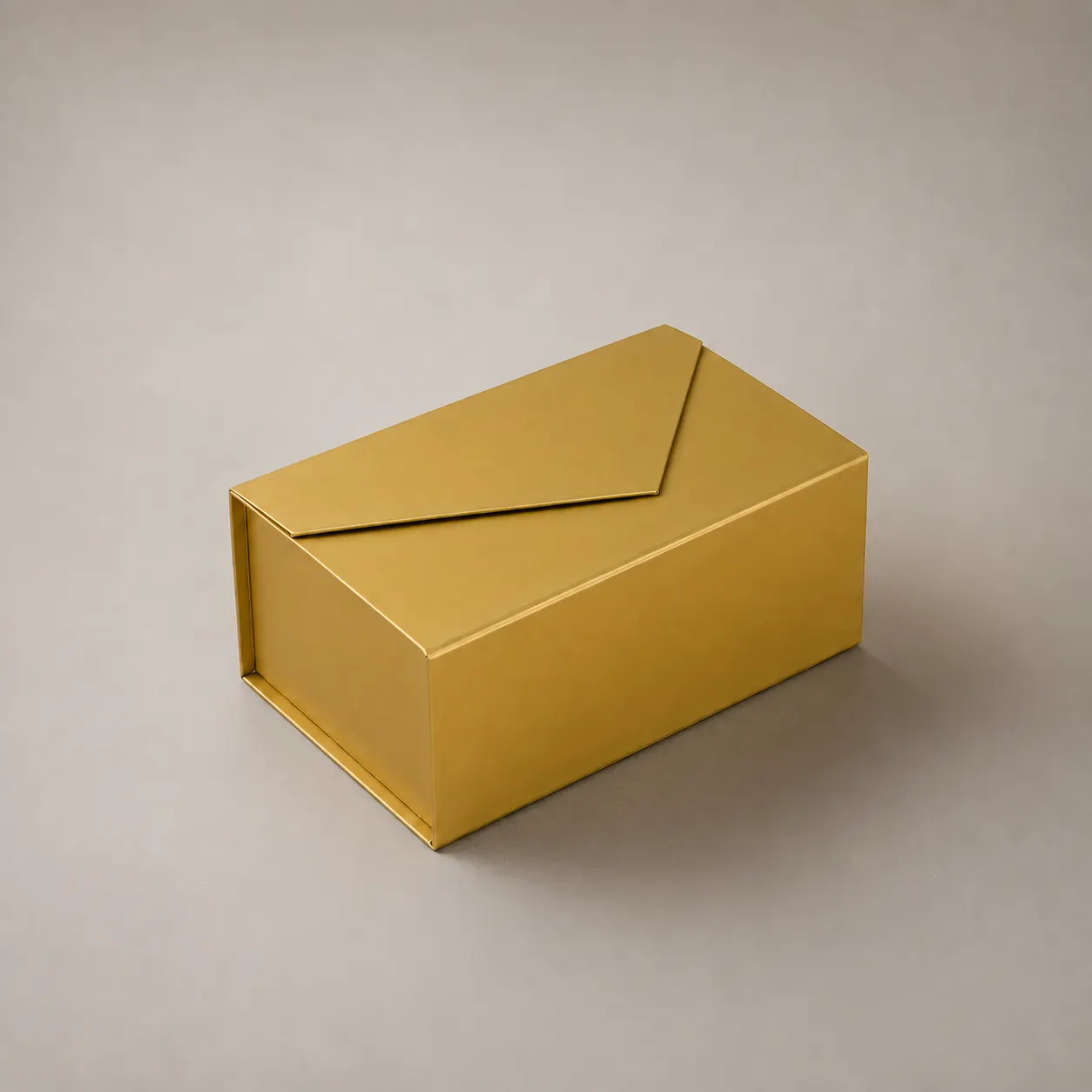Luxury Envelope-Flap Metallic Gold Magnetic Collapsible Folding Box — image 1 of 4