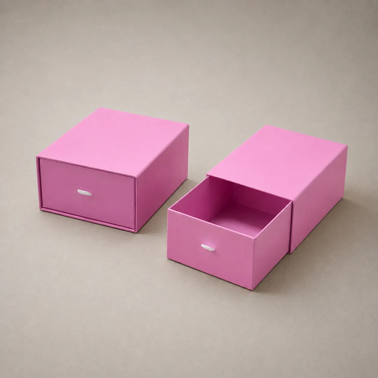 Vibrant Hot Pink Sliding Drawer Gift Box with White Ribbon Pull — image 1 of 4