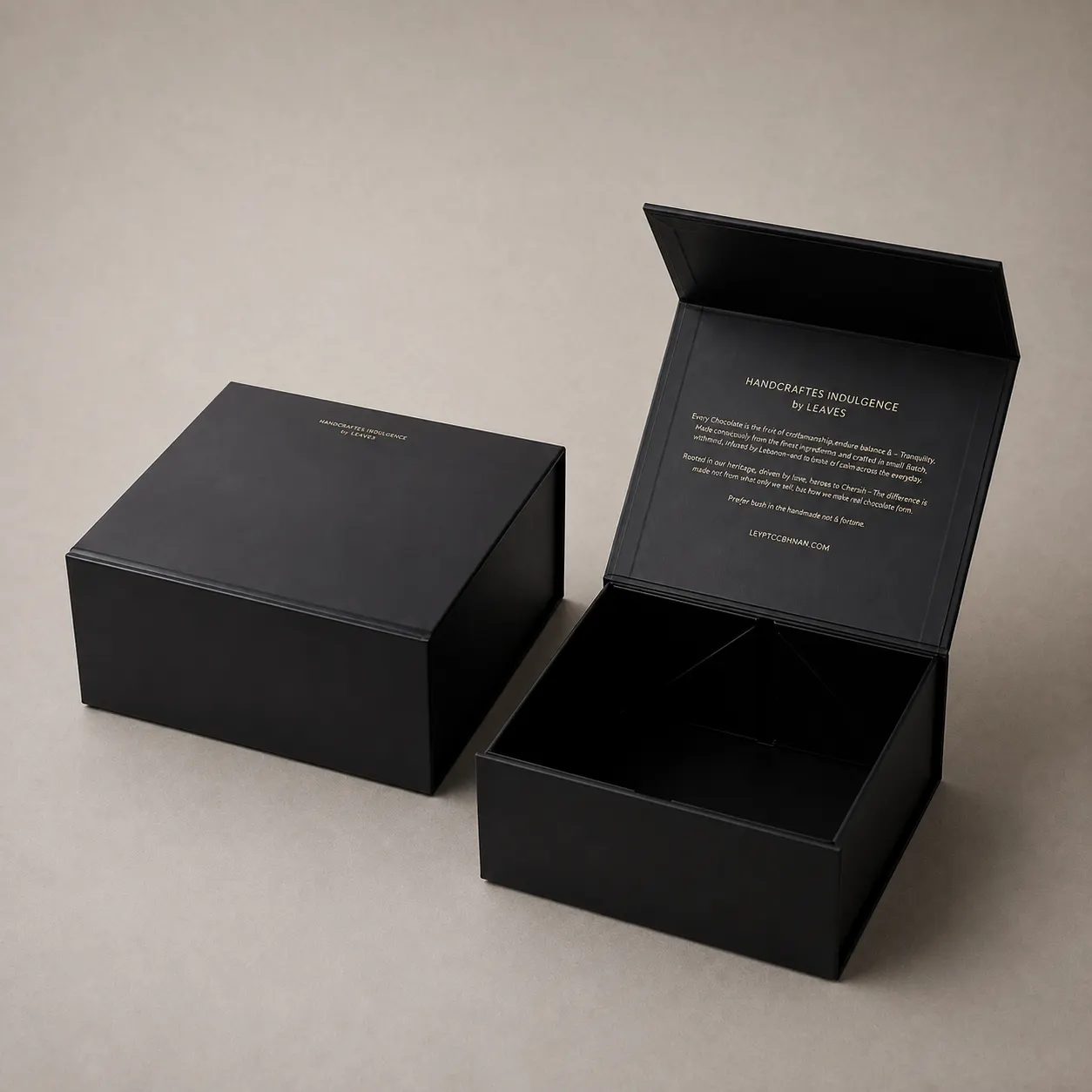 Custom Matte Black Magnetic Folding Box with Interior Metallic Gold Foil Stamping — image 1 of 3