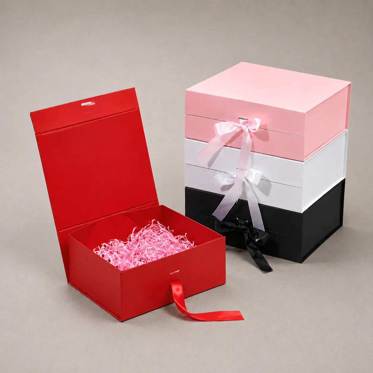 Luxury Multi-Color Collapsible Magnetic Folding Box with Satin Ribbon Bow — image 1 of 4