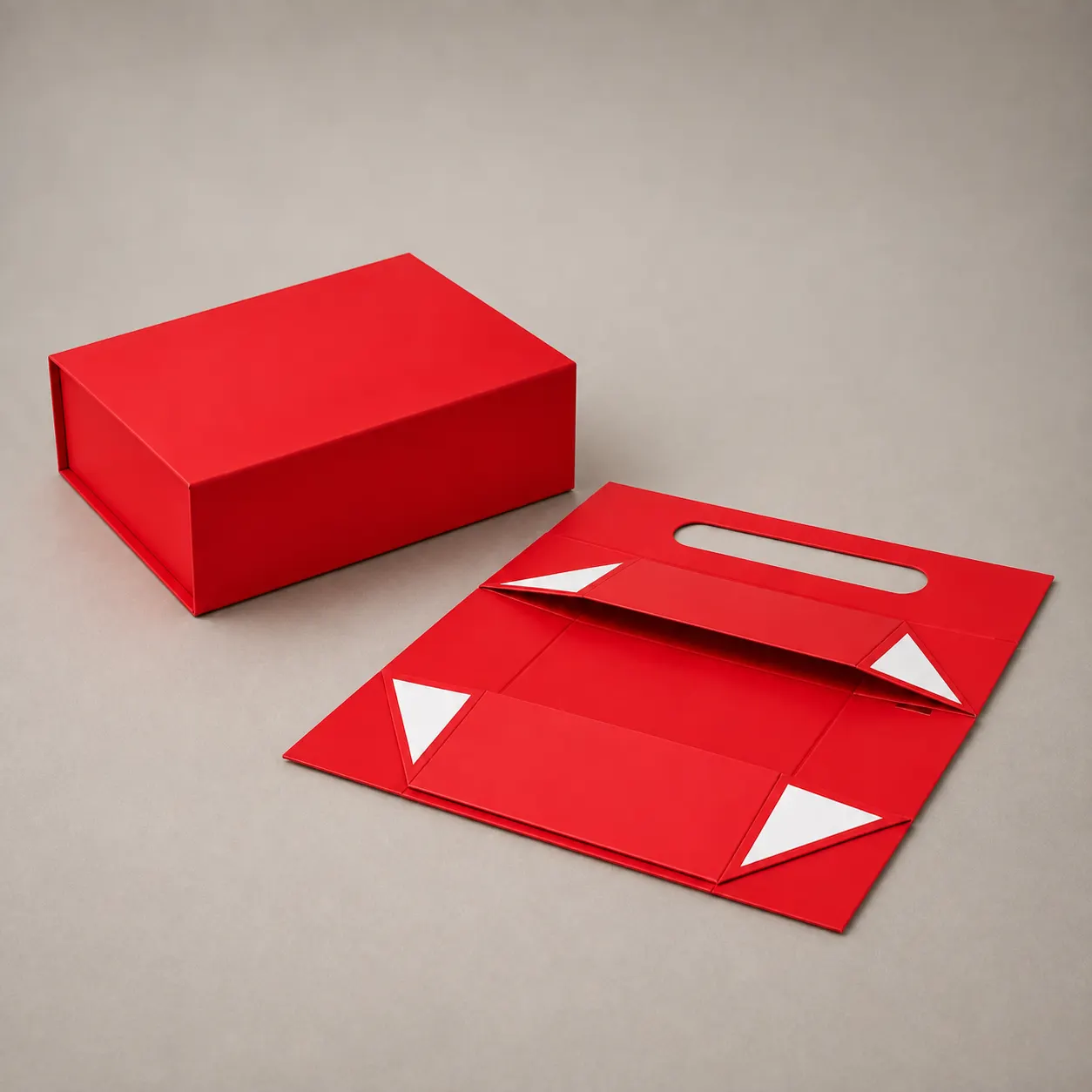 Vibrant Crimson Red Collapsible Magnetic Folding Box with Ribbon Slot — image 1 of 4
