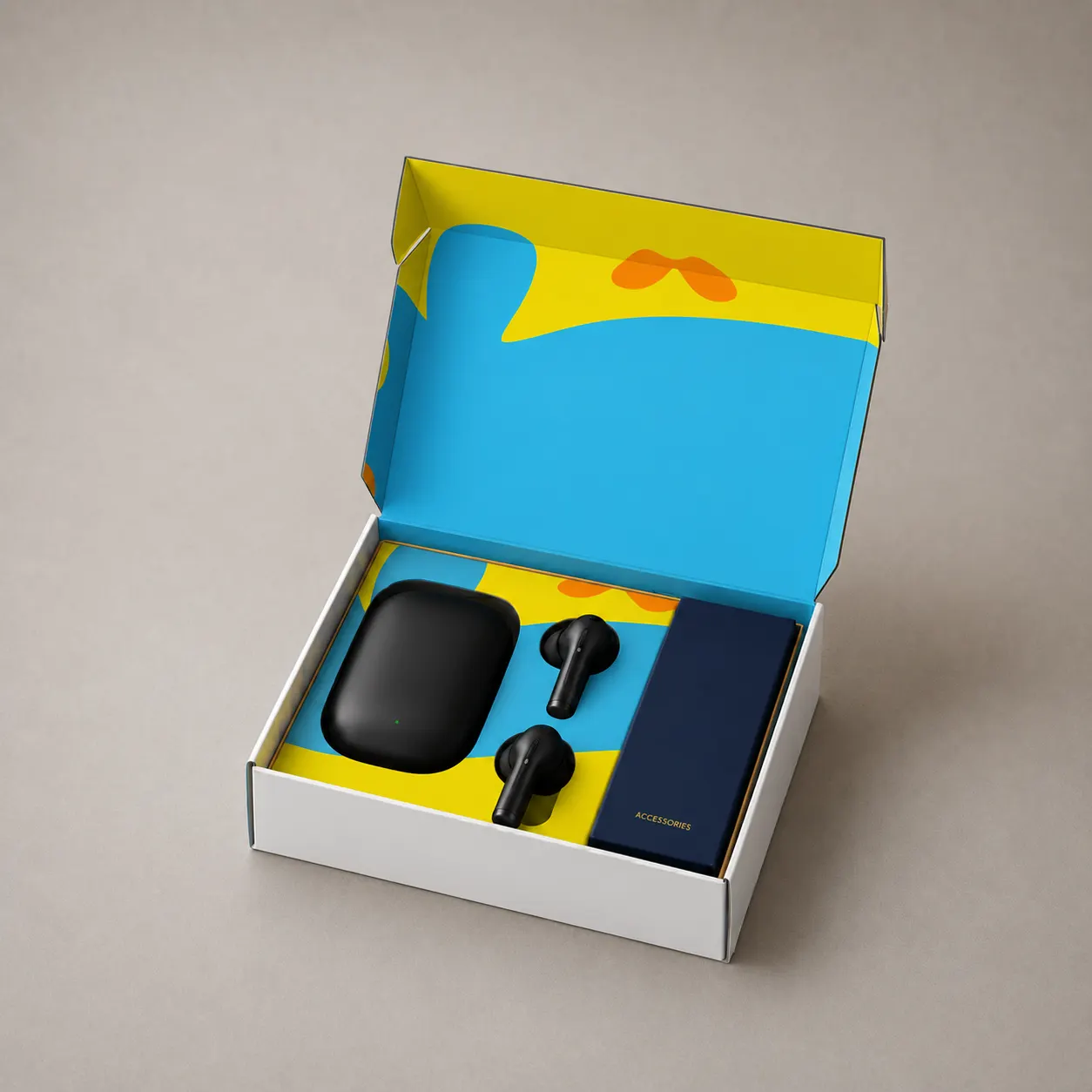 Custom Printed Corrugated Mailer Box with Custom EVA Foam Insert for Wireless Earphones — image 1 of 4
