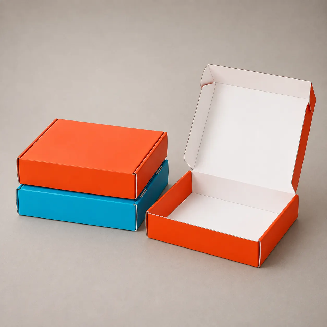 Vibrant Solid Pop-Color Corrugated Mailer Box with Pure White Interior — image 1 of 4