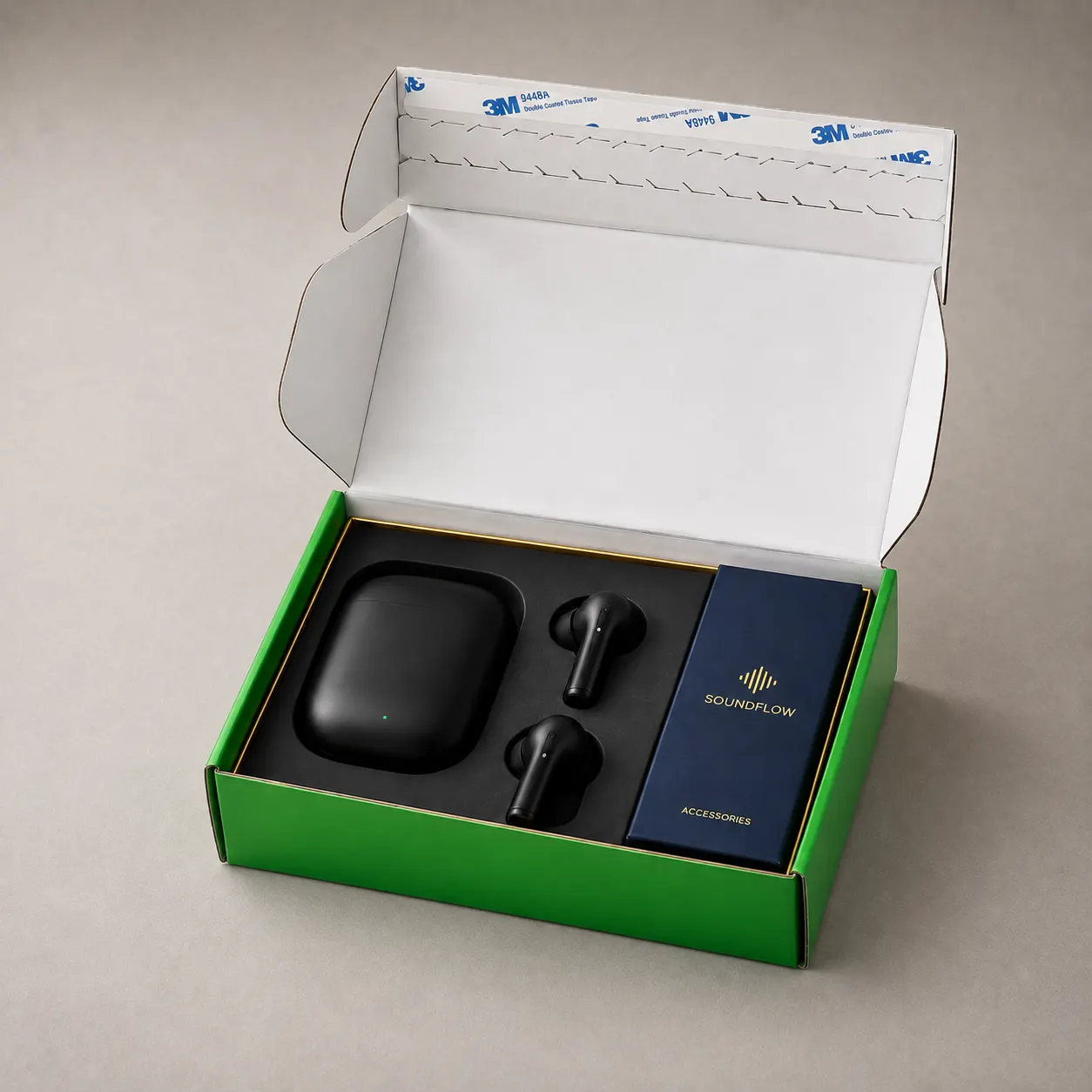 Emerald Green Corrugated Mailer Box with 3M Peel-and-Seal Strip & Gold-Trimmed Insert — image 1 of 4