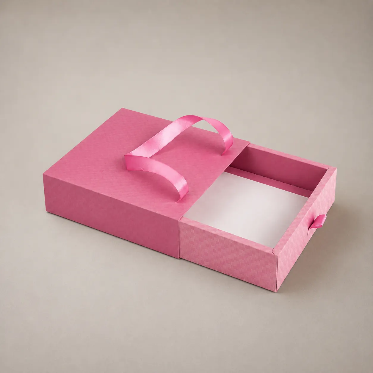 Monochromatic Rose Pink Handbag-Style Drawer Box with Ribbon Handles — image 1 of 3