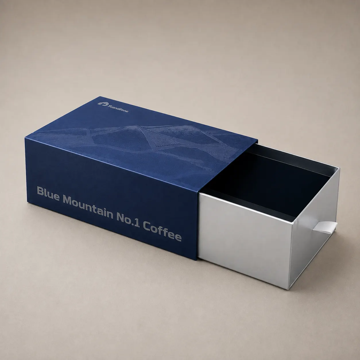navy-blue-mountain-coffee-silver-foil-drawer-box — image 1 of 4
