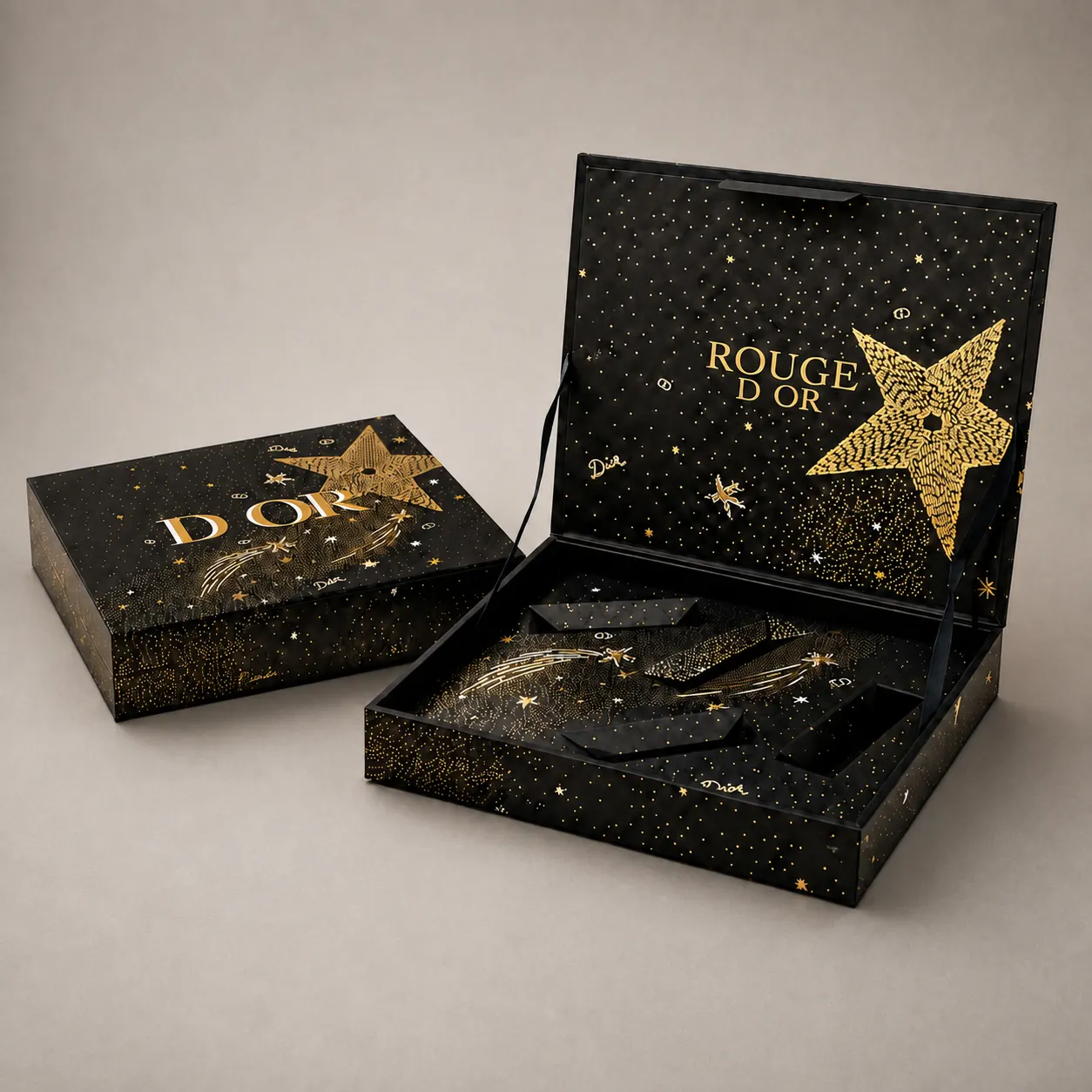 Luxury Midnight Black & Celestial Gold Star Book-Shaped Box for ROUGE D'OR — image 1 of 4