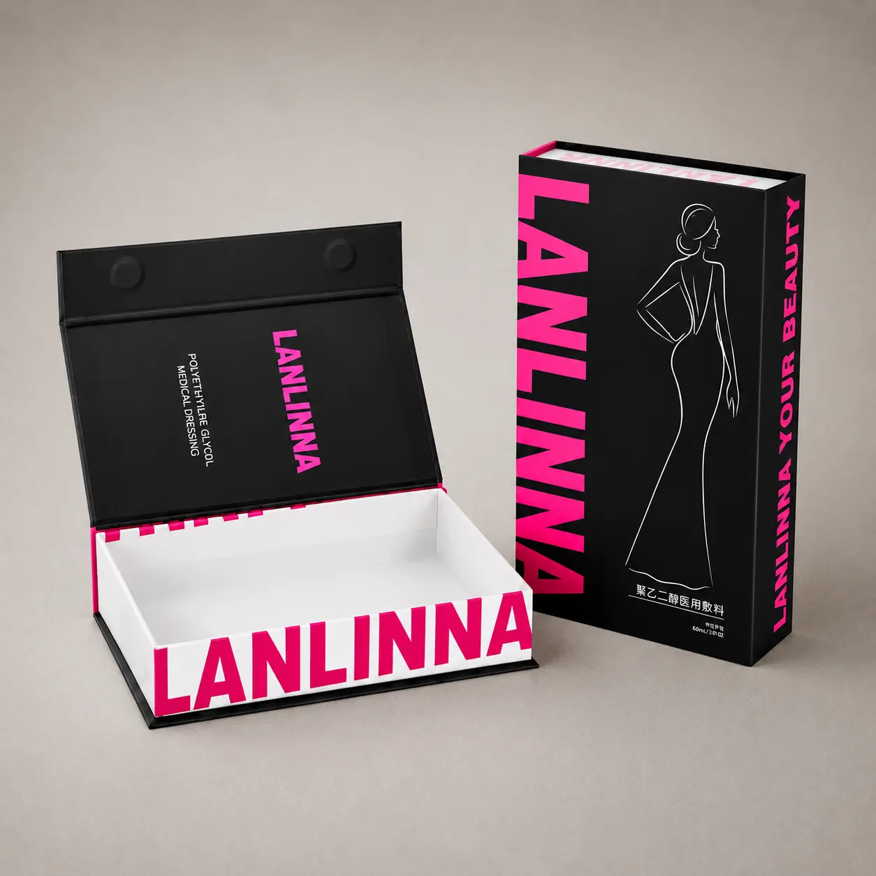 High-Fashion Black & Neon Magenta Book Box for LANLINNA Medical Dressing — image 1 of 4