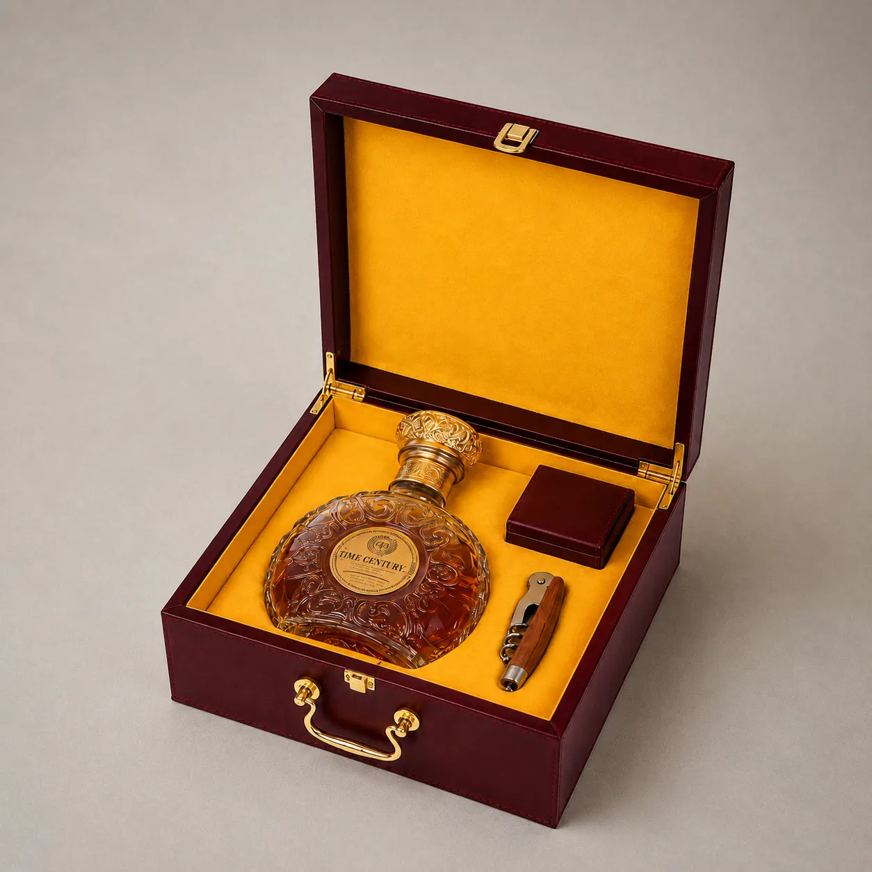 Executive Burgundy Red Leatherette Wooden Wine Chest for TIME CENTURY — image 1 of 4