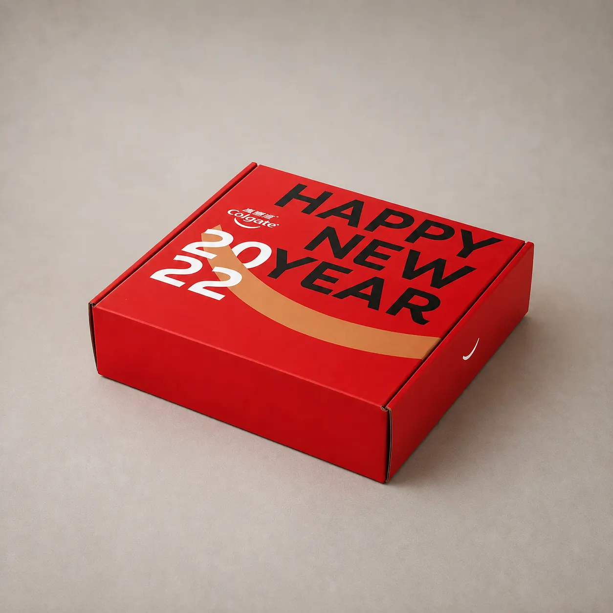 Colgate Happy New Year 2022 Red Folding Corrugated Mailer Box — image 1 of 4