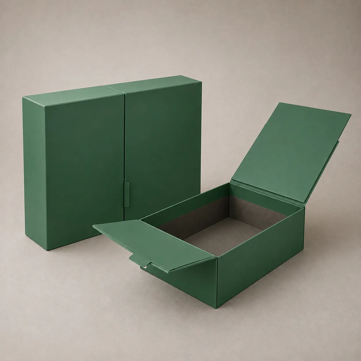 Minimalist Deep Forest Green Double-Door Split Rigid Box — image 1 of 4
