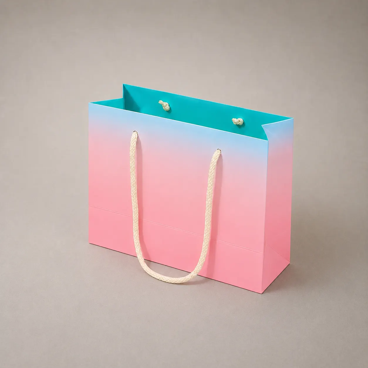 Vibrant Pastel Ombre Pink to Sky Blue Paper Tote Bag — image 1 of 4