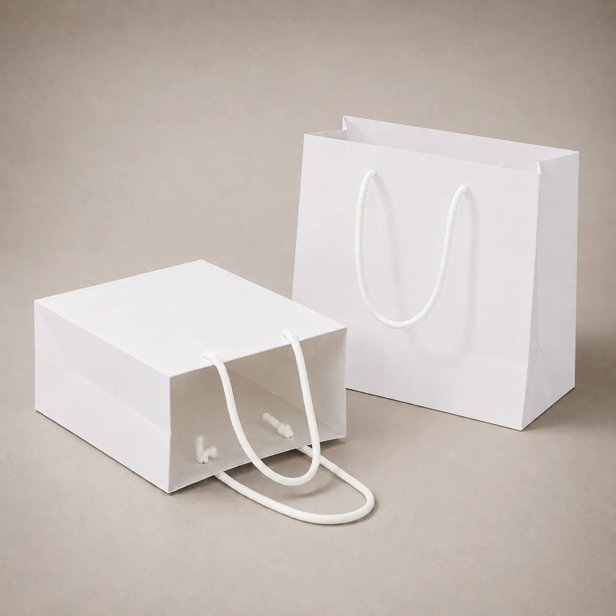 Ultra-Minimalist Pure White Paper Tote Bag with Cotton Rope — image 1 of 3