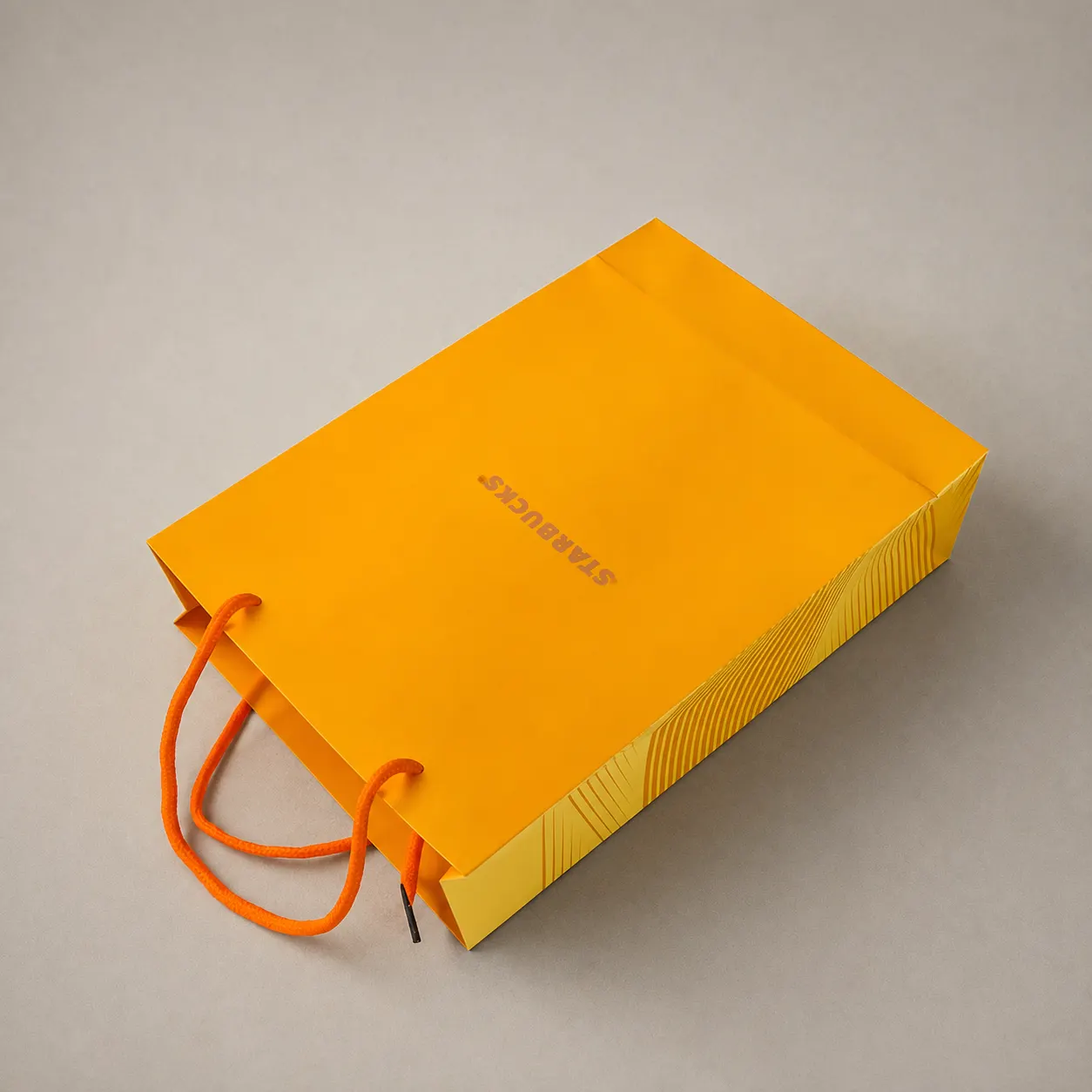 Vibrant Mango Orange Paper Tote Bag with Wave Grain & Sports Cord — image 1 of 3