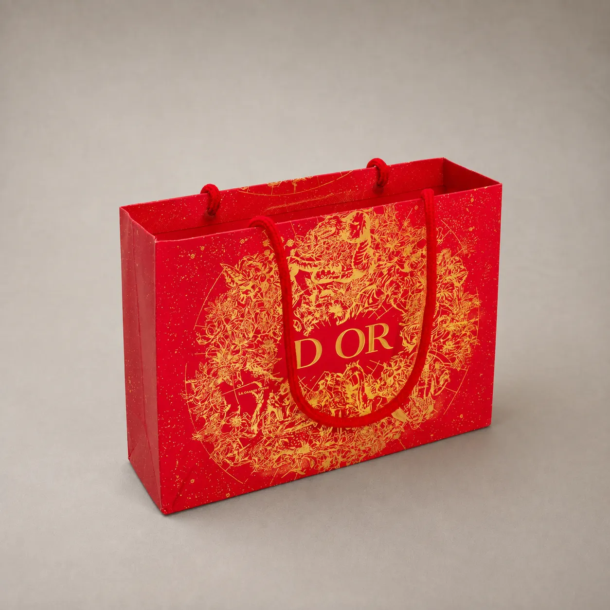 Luxury Crimson Red & Gold Celestial Mandala Paper Tote Bag — image 1 of 4