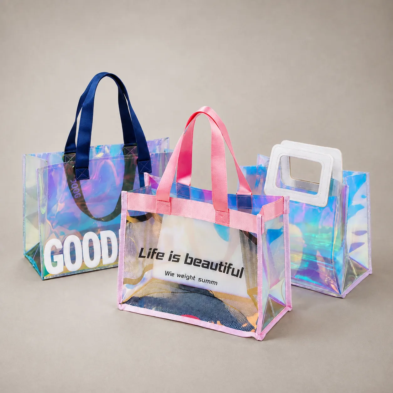 Luxury Transparent Holographic Iridescent TPU Tote Bag — image 1 of 4