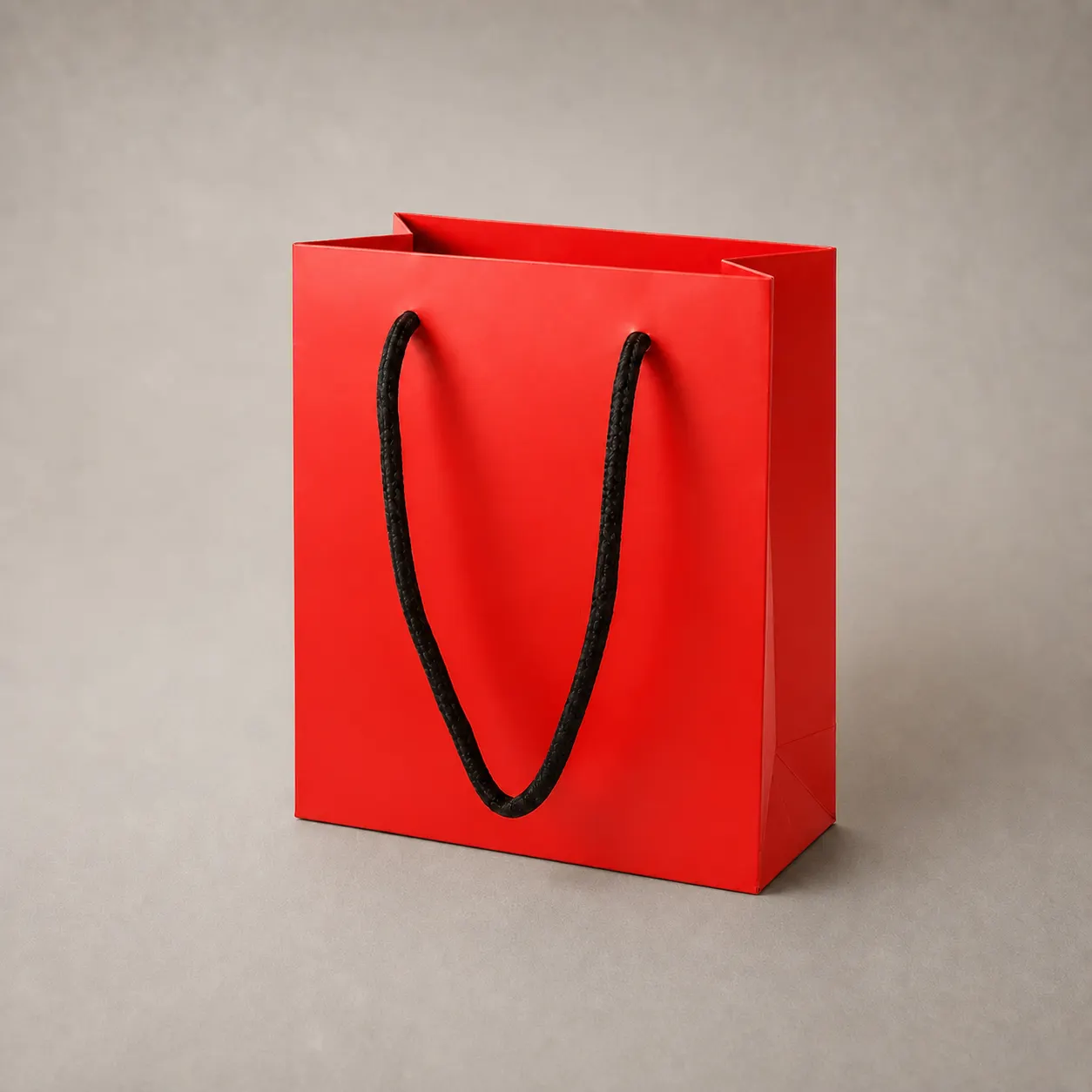 Minimalist Imperial Crimson Red Paper Tote Bag with Black Handles — image 1 of 4