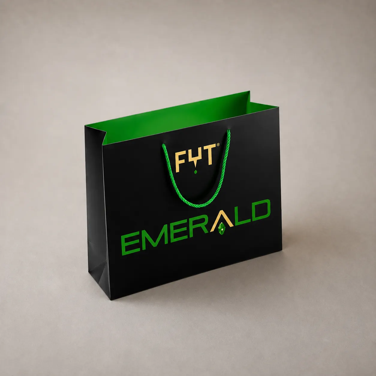 Luxury Black & Emerald Green Dual-Tone Tote Bag with Gold & Green Foil — image 1 of 4