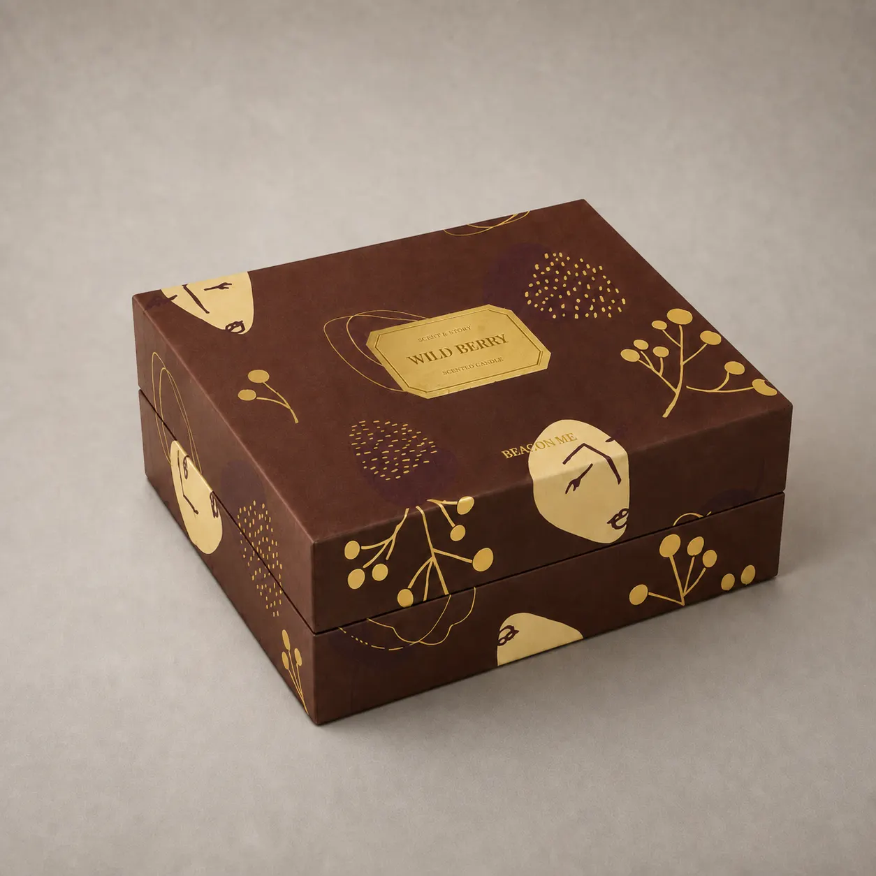 Luxury Espresso Brown & Gold Wild Berry Scented Candle Rigid Box — image 1 of 4