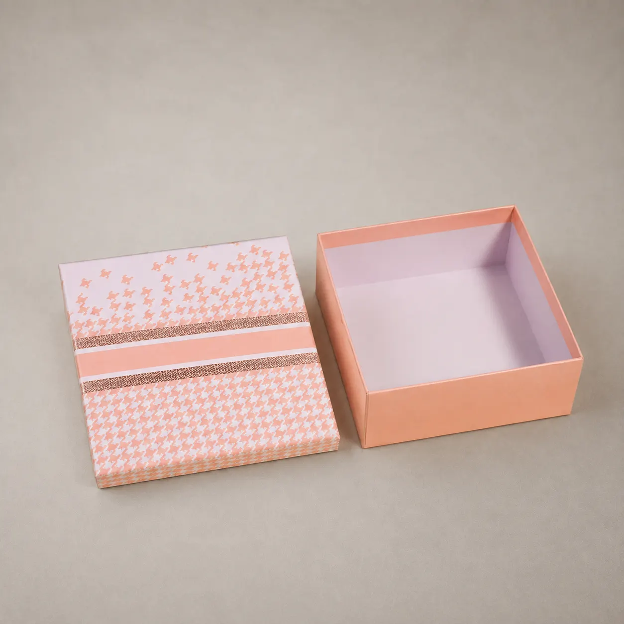 Luxury Pastel Pink & Coral Houndstooth Butterfly Rigid Gift Box — image 1 of 4