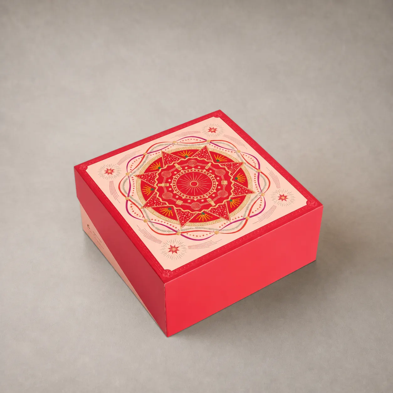Luxury Crimson Red & Gold Celestial Mandala Rigid Gift Box — image 1 of 4