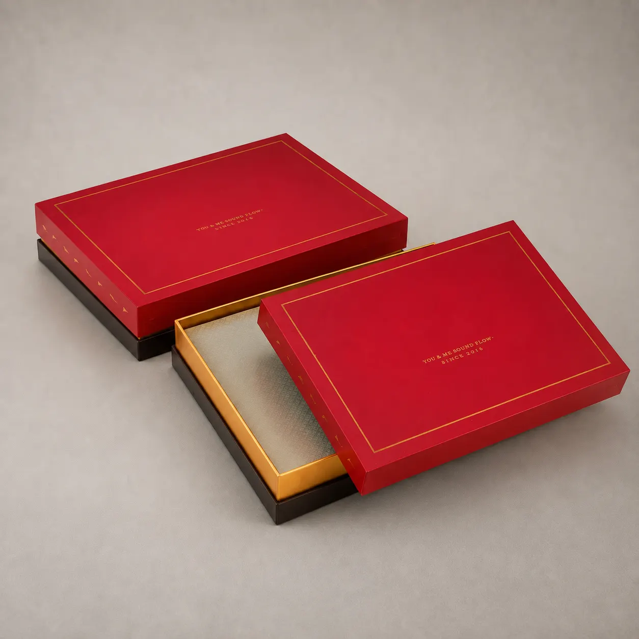 Luxury Crimson Red & Black Shoulder Rigid Box with Gold Frame — image 1 of 4