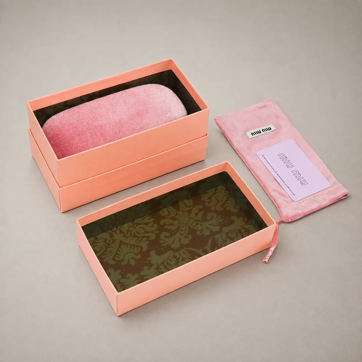Luxury Peach Pink Eyewear Rigid Gift Box with Velvet Case Set — image 1 of 4