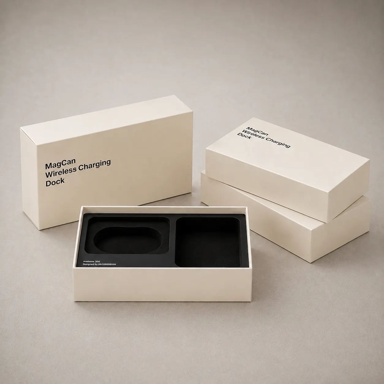 Luxury Cream Beige Wireless Charging Dock Rigid Gift Box — image 1 of 2