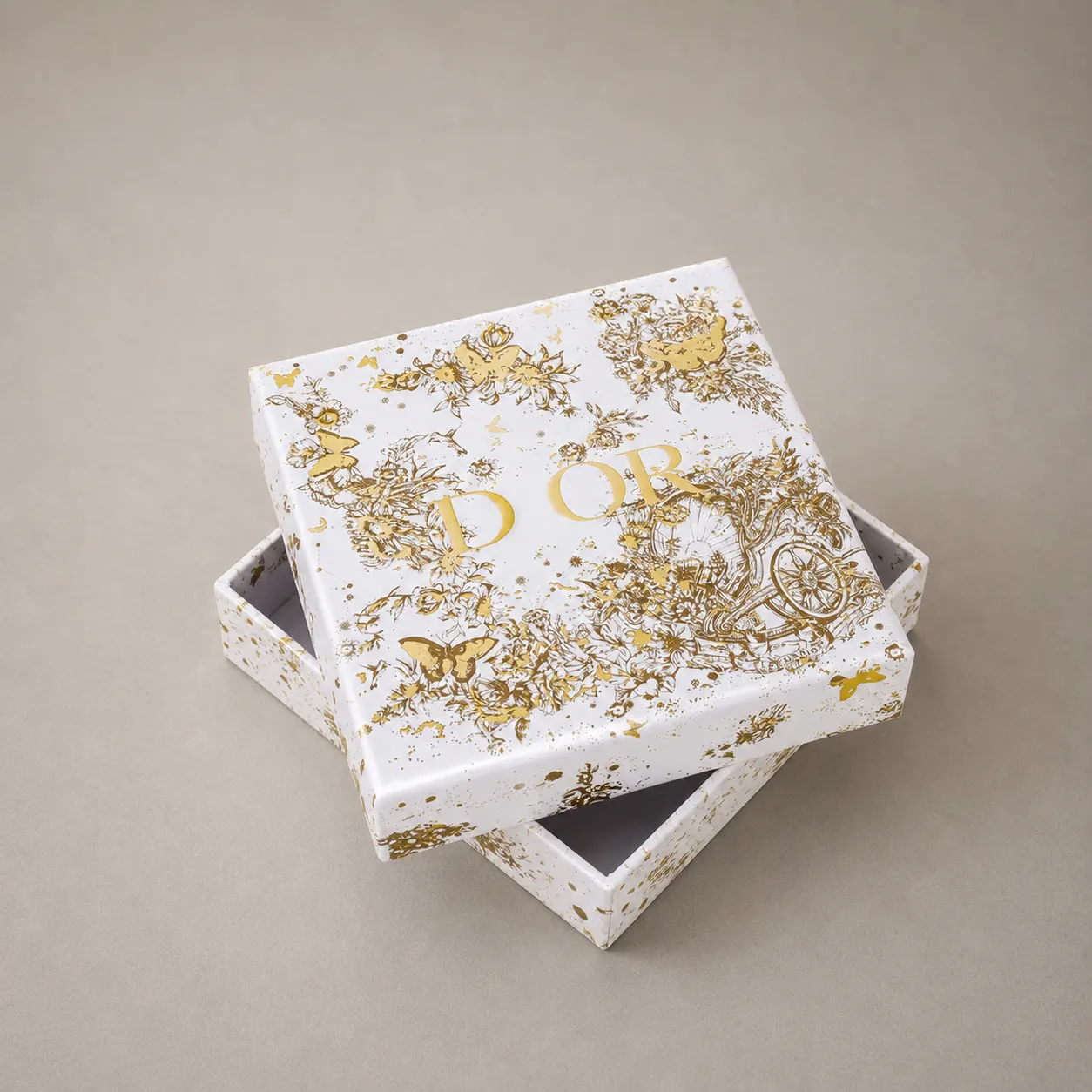 Luxury White & Gold Toile de Jouy Butterfly Rigid Gift Box — image 1 of 2