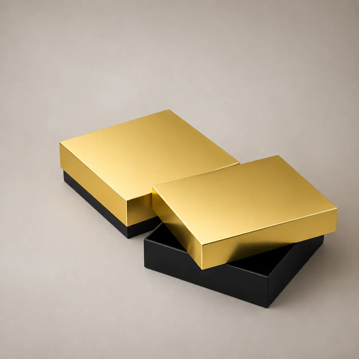 Luxury Satin Metallic Gold & Pitch Black Rigid Gift Box — image 1 of 4