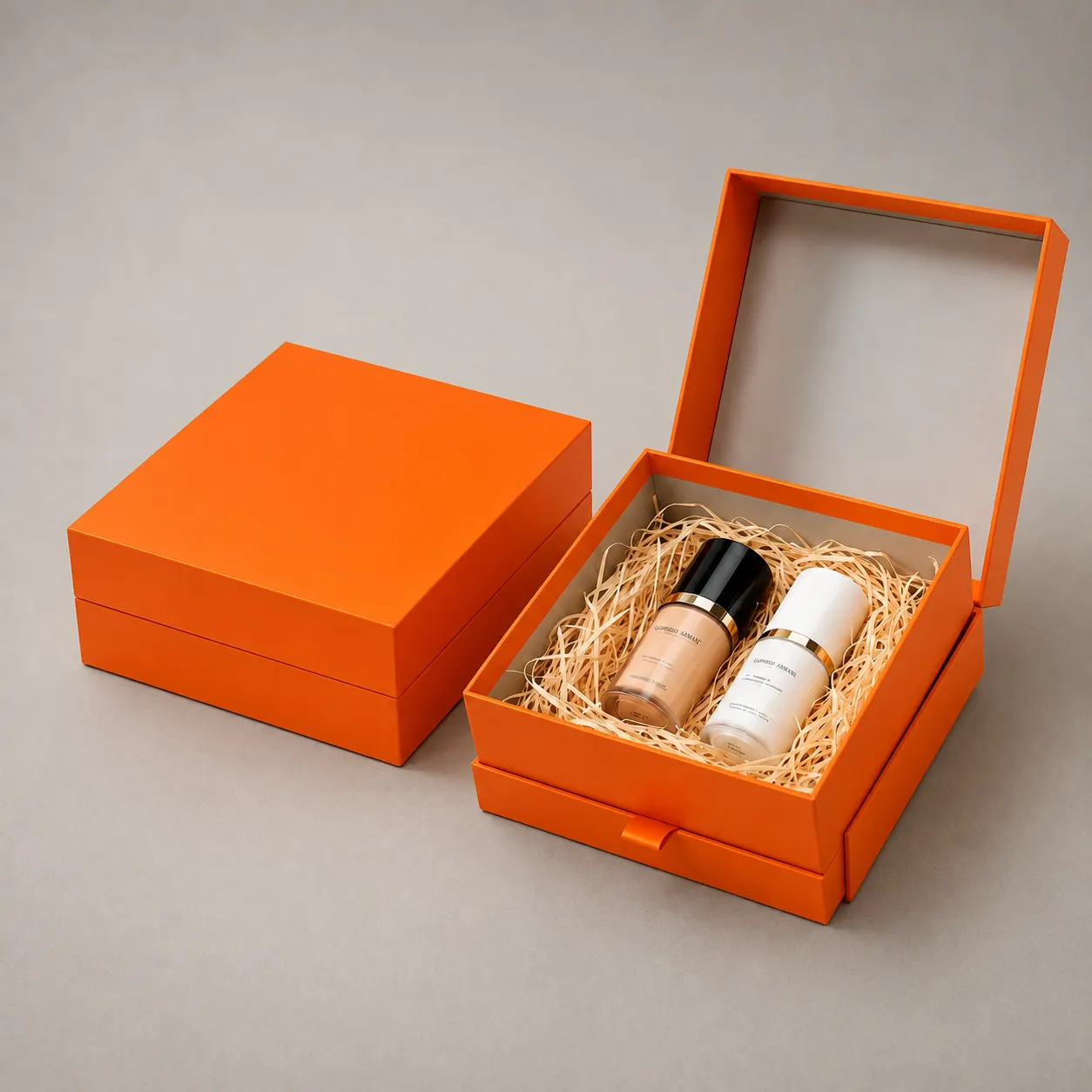 tangerine-orange-2-tier-lift-off-lid-drawer-rigid-box — image 1 of 4