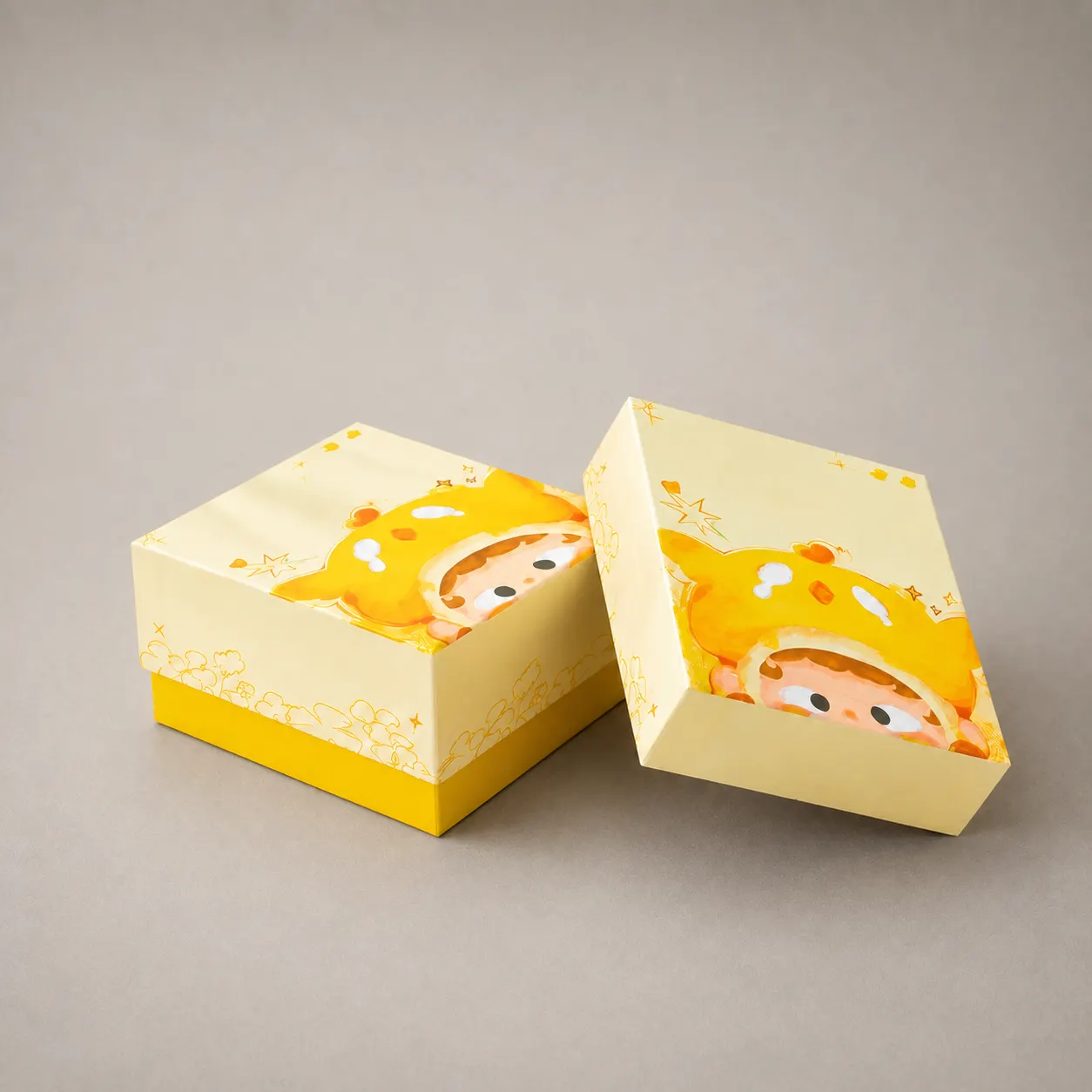 Whimsical Pastel Yellow Anime Mascot Rigid Gift Box — image 1 of 4