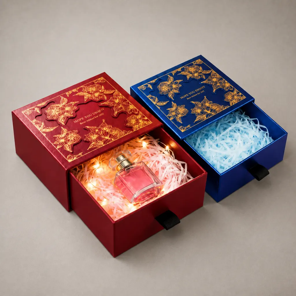Luxury 3D Layered Floral Gold Foil Drawer Perfume Gift Box — image 1 of 4