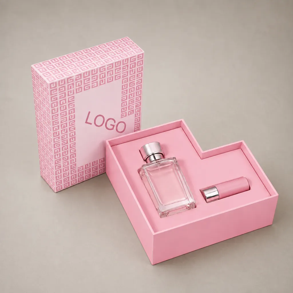 Luxury Heart-Shaped Pastel Pink Rigid Perfume Gift Box — image 1 of 4