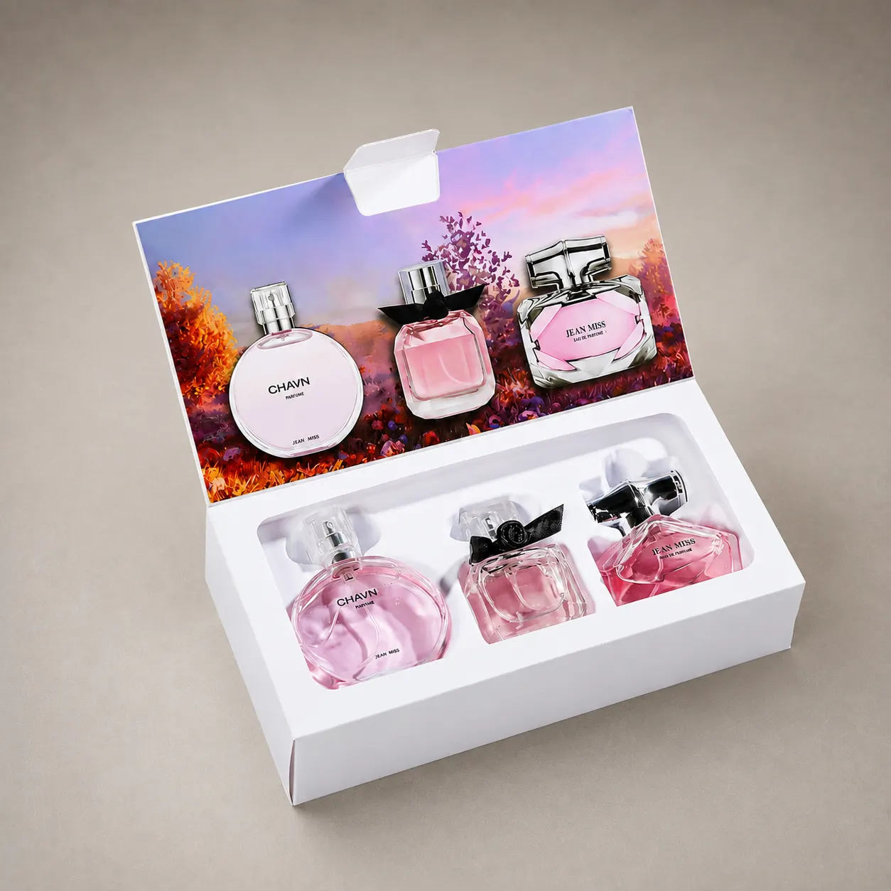 Luxury Sunset Autumn Landscape Perfume Box with White Blister Tray — image 1 of 4