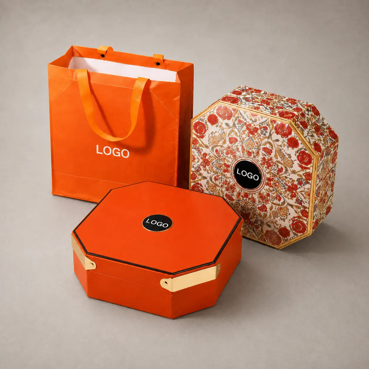 Luxury Octagonal Leatherette Rigid Box & Matching Tote Bag Set — image 1 of 4