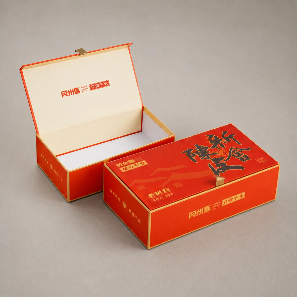 Luxury Vermilion Red & Gold-Edged Magnetic Rigid Presentation Box — image 1 of 4