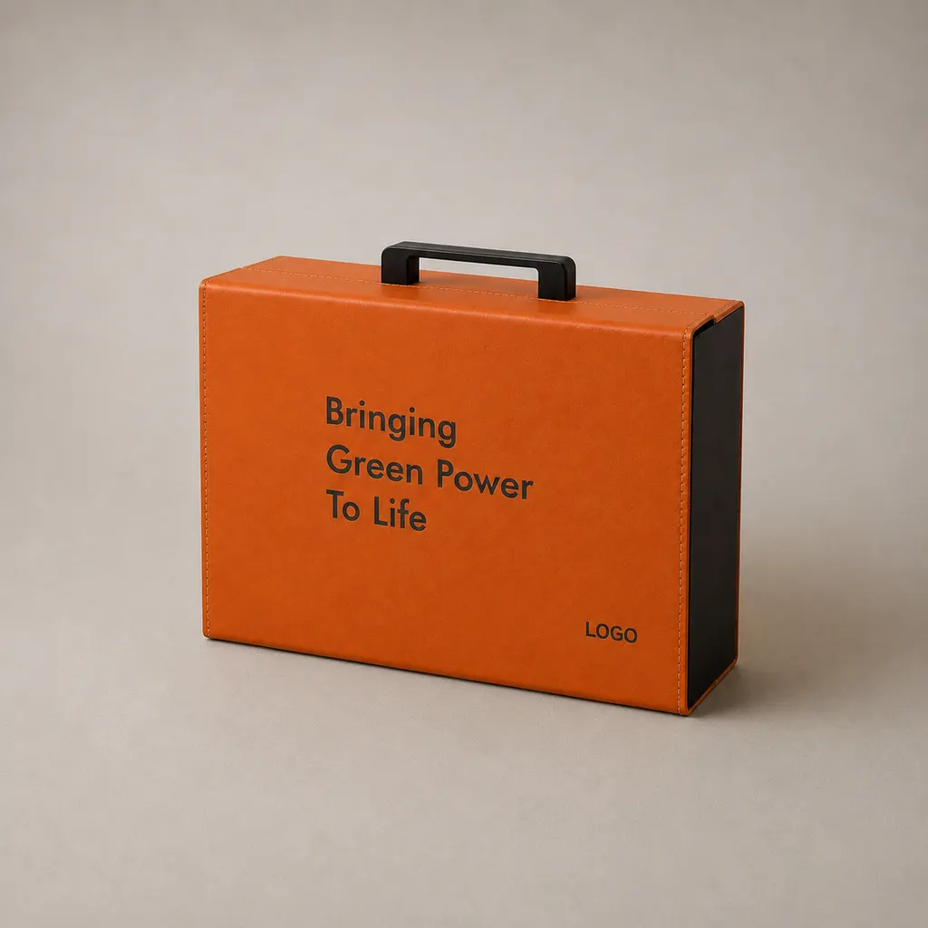 Luxury Tangerine Orange Book-Style Briefcase Rigid Box — image 1 of 4