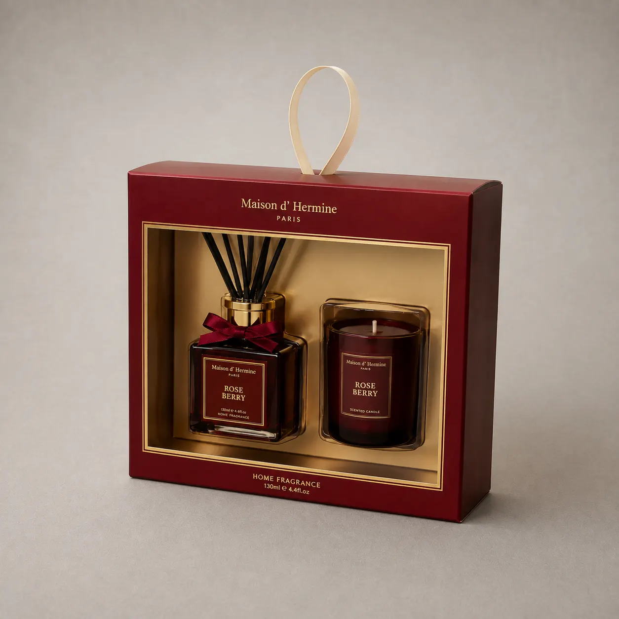 Luxury Burgundy Red Window Reed Diffuser & Candle Rigid Box — image 1 of 4
