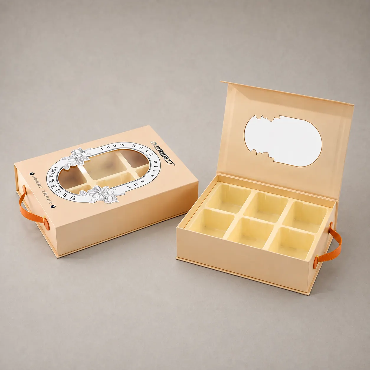 Luxury Warm Cream Window Book-Style Rigid Box with Side Handles — image 1 of 4