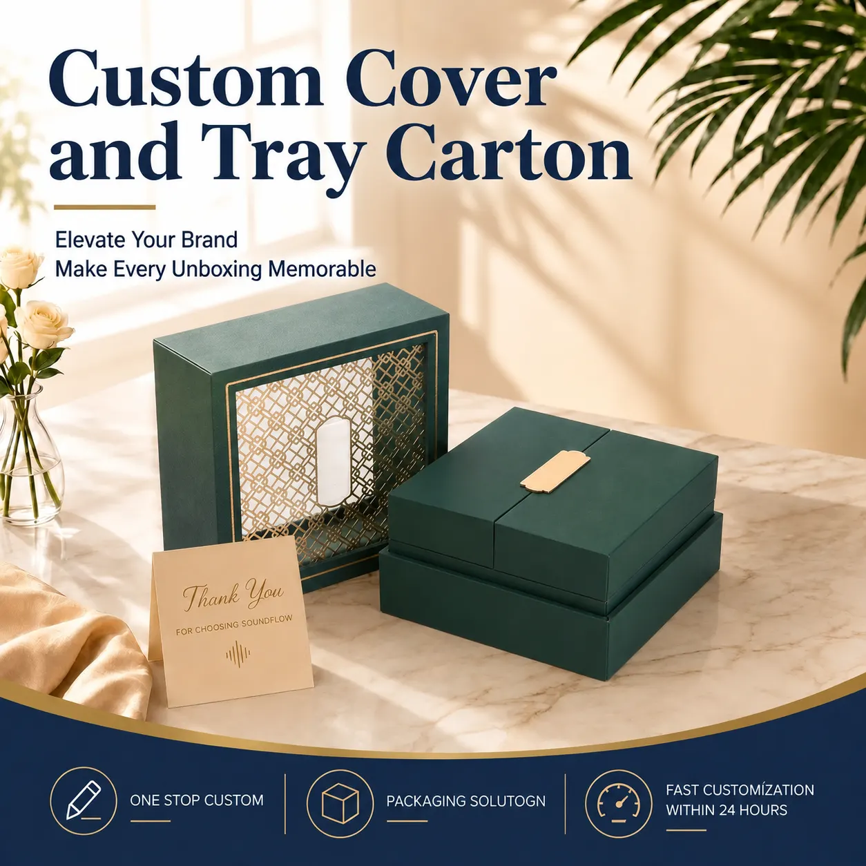 Luxury Emerald Green Gatefold & Lattice Window Rigid Box — image 1 of 4