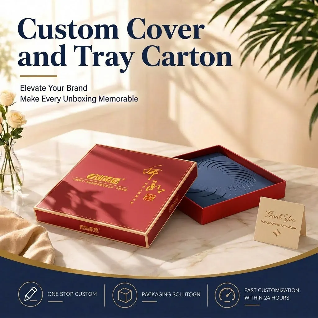 Luxury Burgundy Red Gold-Edged Tea Cake Cover & Tray Rigid Box — image 1 of 4