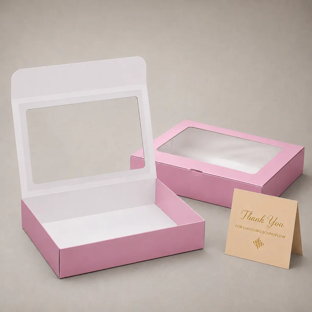 Luxury Pastel Pink Window Tab-Lock Folding Gift Box — image 1 of 4