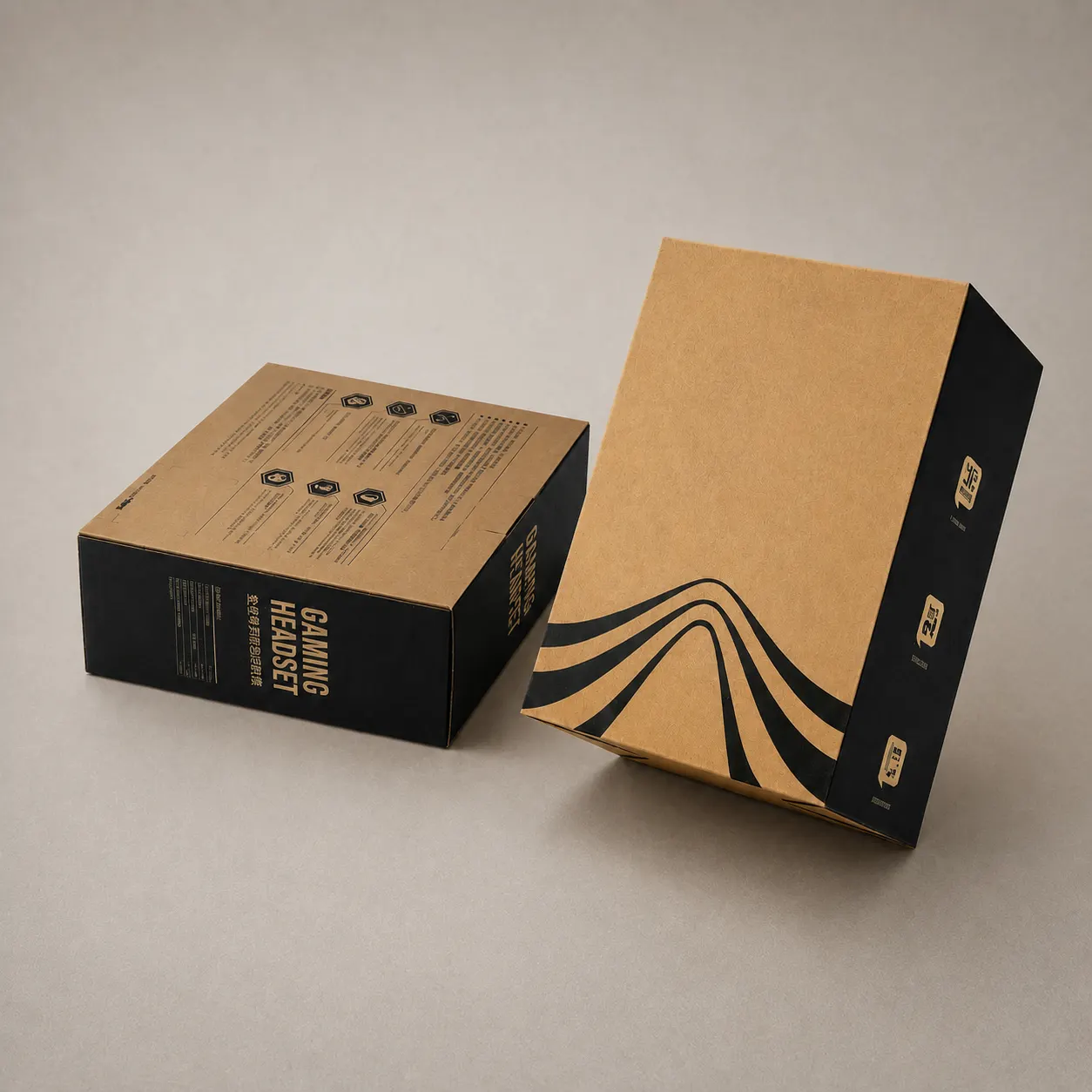 Industrial Kraft & Black Tab-Lock Electronics Retail Box — image 1 of 4