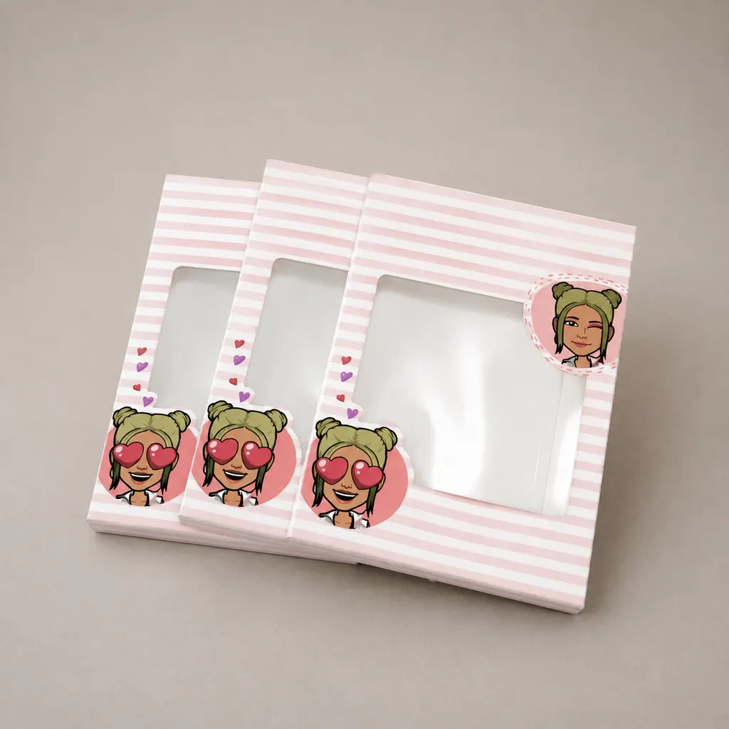 Kawaii Pastel Pink Striped Window Tab-Lock Folding Box — image 1 of 4