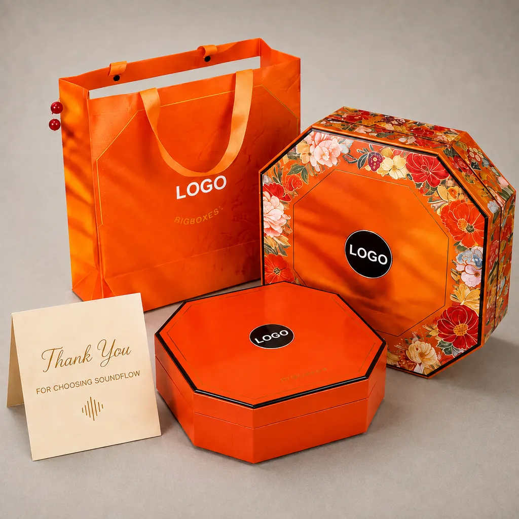 Luxury Tangerine & Peony Octagonal Cover & Tray Box Set — image 1 of 4