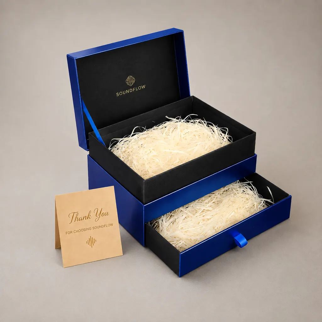 Luxury Sapphire Blue Multi-Tier Drawer Rigid Box — image 1 of 4