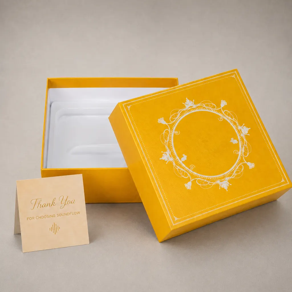 Luxury Saffron Yellow Filigree Cover & Tray Rigid Box — image 1 of 4